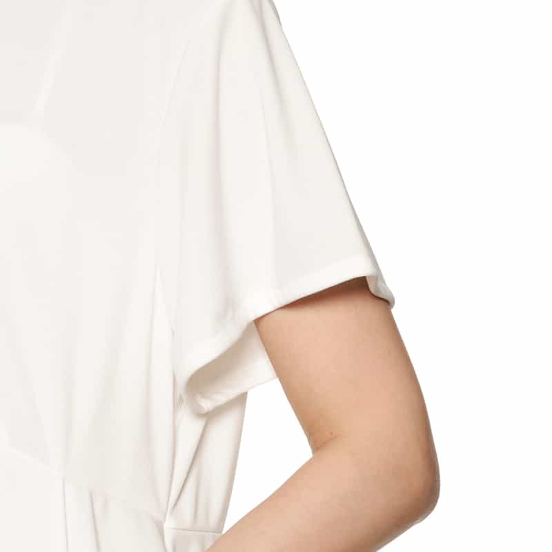 BARNEYS NEW YORK ウォッシャブル アシンメトリーヘムブラウス WHITE