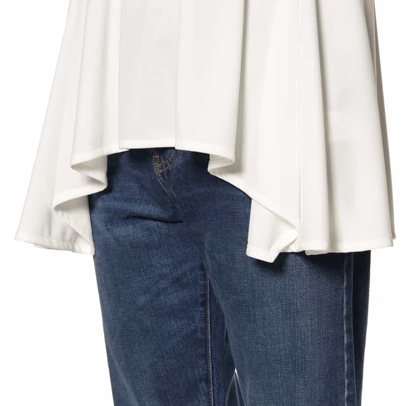 BARNEYS NEW YORK ウォッシャブル アシンメトリーヘムブラウス WHITE