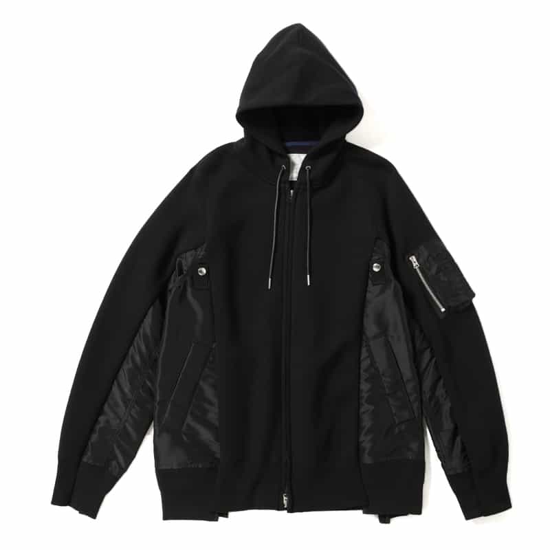 SACAI SACAI＜サカイ＞コンビネーション ジップアップスウェットブルゾン BLACK