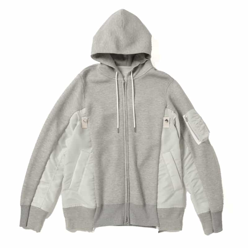SACAI コンビネーション ジップアップスエットブルゾン LIGHT GRAY