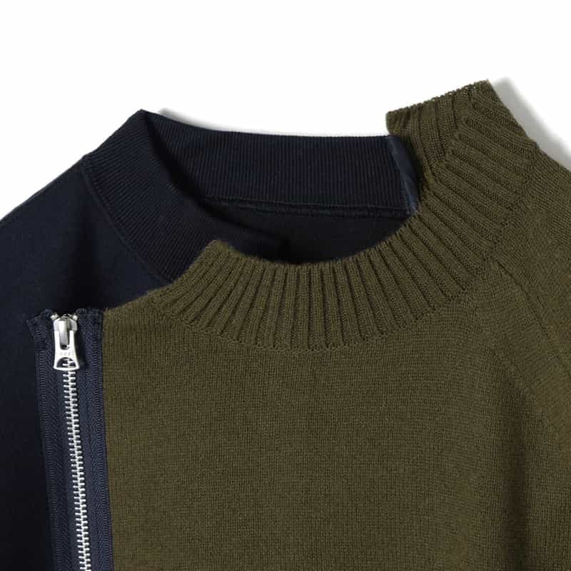 SACAI SACAI＜サカイ＞コンビネーション ニットプルオーバー KHAKI