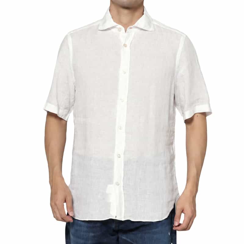FINAMORE FINAMORE＜フィナモレ＞ ショートスリーブリネンシャツ“PANTELLERIA" WHITE