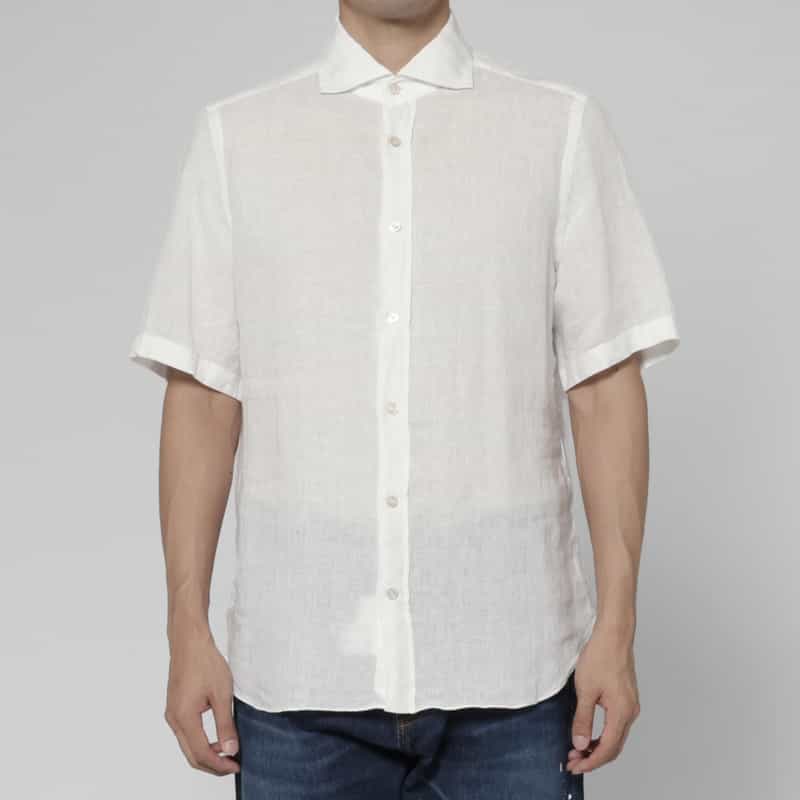 FINAMORE FINAMORE＜フィナモレ＞ ショートスリーブリネンシャツ“PANTELLERIA" WHITE