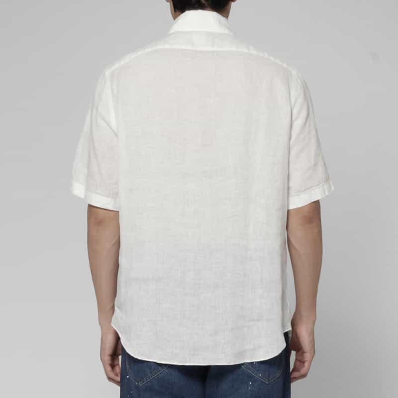 FINAMORE FINAMORE＜フィナモレ＞ ショートスリーブリネンシャツ“PANTELLERIA" WHITE