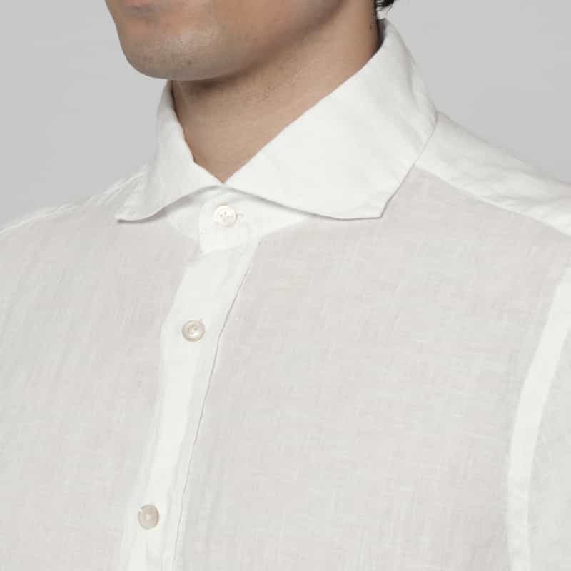 FINAMORE FINAMORE＜フィナモレ＞ ショートスリーブリネンシャツ“PANTELLERIA" WHITE
