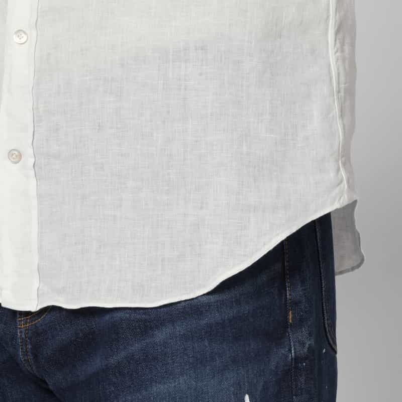 FINAMORE FINAMORE＜フィナモレ＞ ショートスリーブリネンシャツ“PANTELLERIA" WHITE