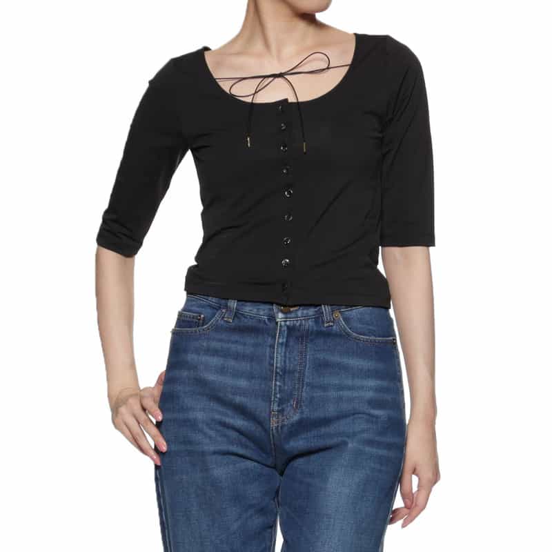 BARNEYS NEW YORK ウォッシャブル コード付きカットソー BLACK