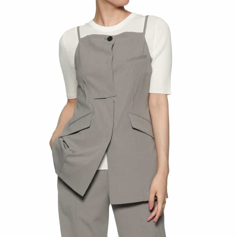 BARNEYS NEW YORK セットアップ ウォッシャブル チュニックブラウス GRAY