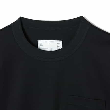 SACAI(サカイ)コンビネーション フリルカットソー (ブラック×カーキ) サカイsacai 刺繍デザインショルダージップオーバーサイズT