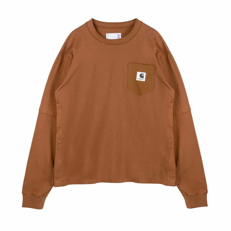 SACAI SACAI＜サカイ＞×CARHARTT＜カーハート＞コラボレート ポケット付ロングスリーブTシャツ BROWN
