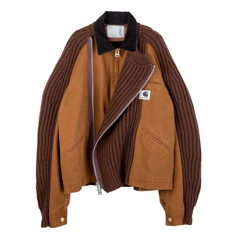 SACAI SACAI＜サカイ＞×CARHARTT＜カーハート＞コラボレート ジップアップニットブルゾン BROWN