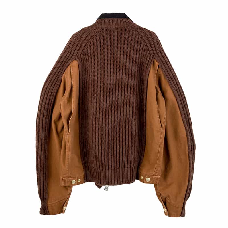 SACAI SACAI＜サカイ＞×CARHARTT＜カーハート＞コラボレート ジップアップニットブルゾン BROWN