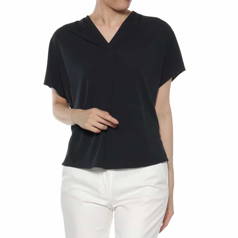 BARNEYS NEW YORK ウォッシャブル バックタックカットソー NAVY