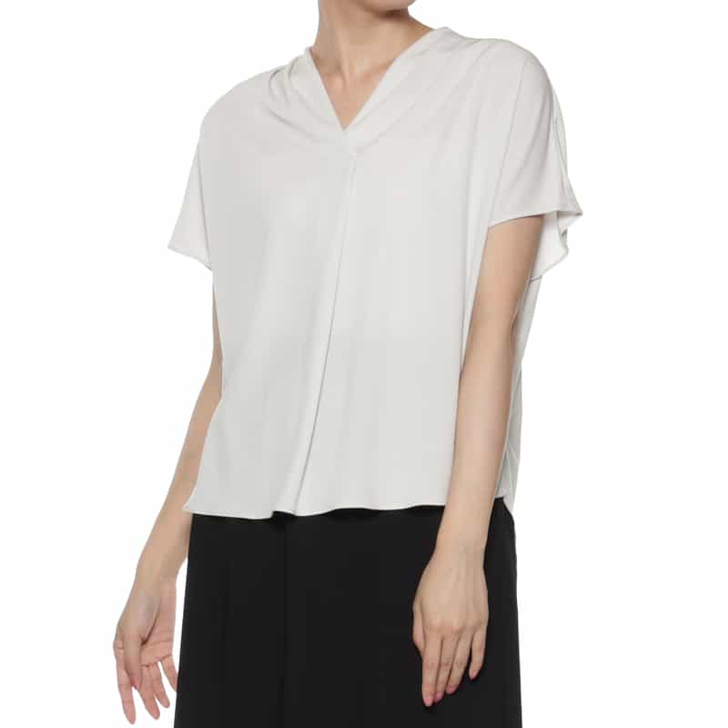 BARNEYS NEW YORK ウォッシャブル バックタックカットソー LIGHT GRAY