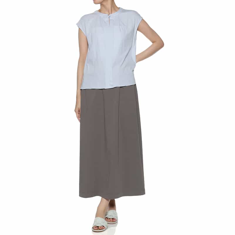 BARNEYS NEW YORK ウォッシャブル フレンチスリーブカットソー LIGHT BLUE