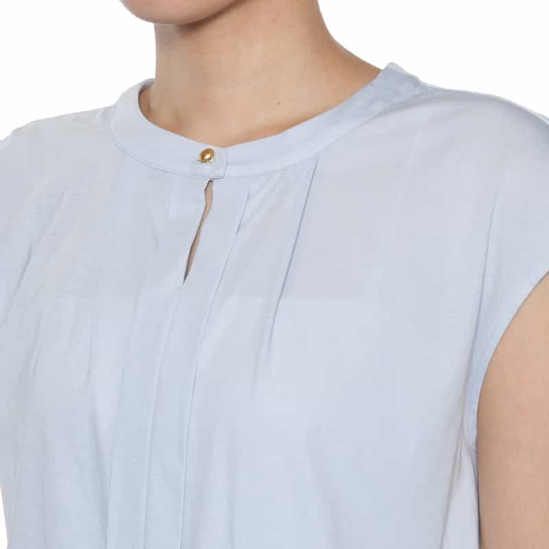 BARNEYS NEW YORK ウォッシャブル フレンチスリーブカットソー LIGHT BLUE