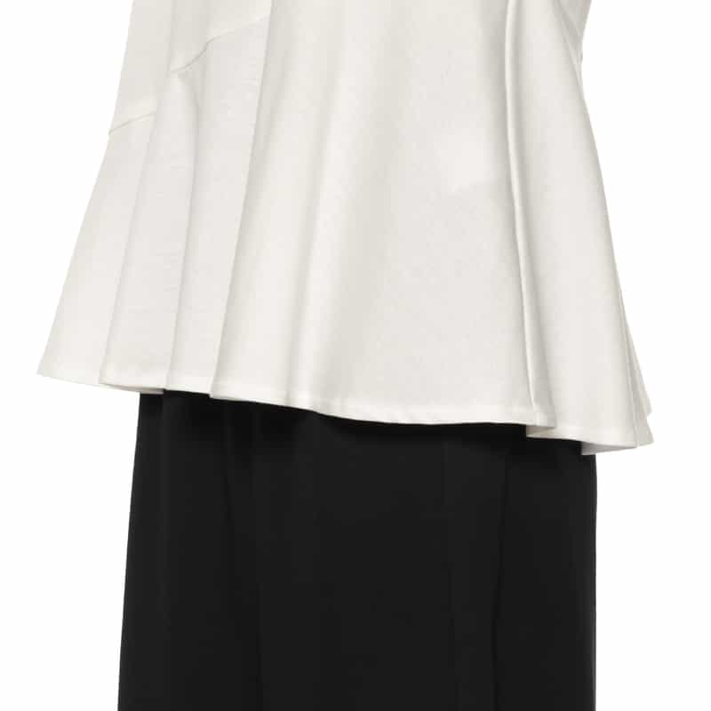 BARNEYS NEW YORK ウォッシャブル ペプラムフレアカットソー WHITE