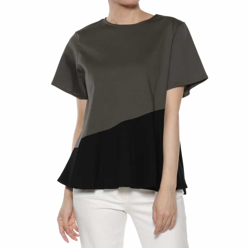 BARNEYS NEW YORK ウォッシャブル ペプラムフレアカットソー GRAY