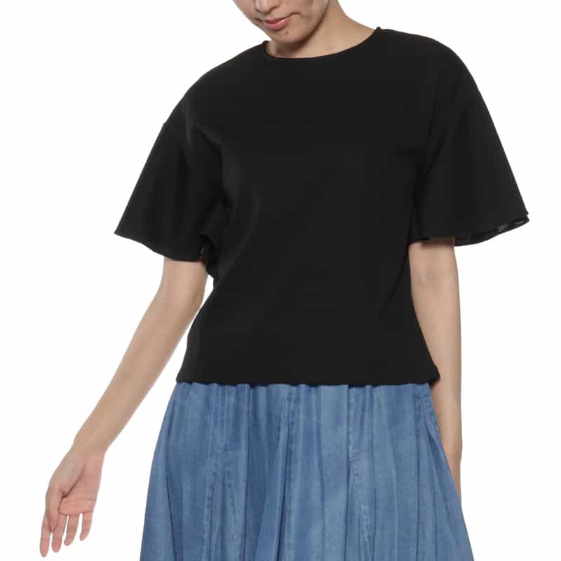 BARNEYS NEW YORK ウォッシャブル バッグジップ付きカットソー BLACK