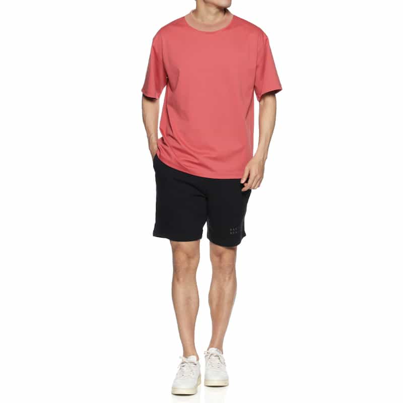 BARNEYS NEW YORK リブネック ストレッチポンチTシャツ PINK