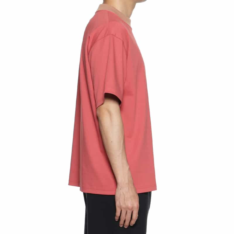 BARNEYS NEW YORK リブネック ストレッチポンチTシャツ PINK