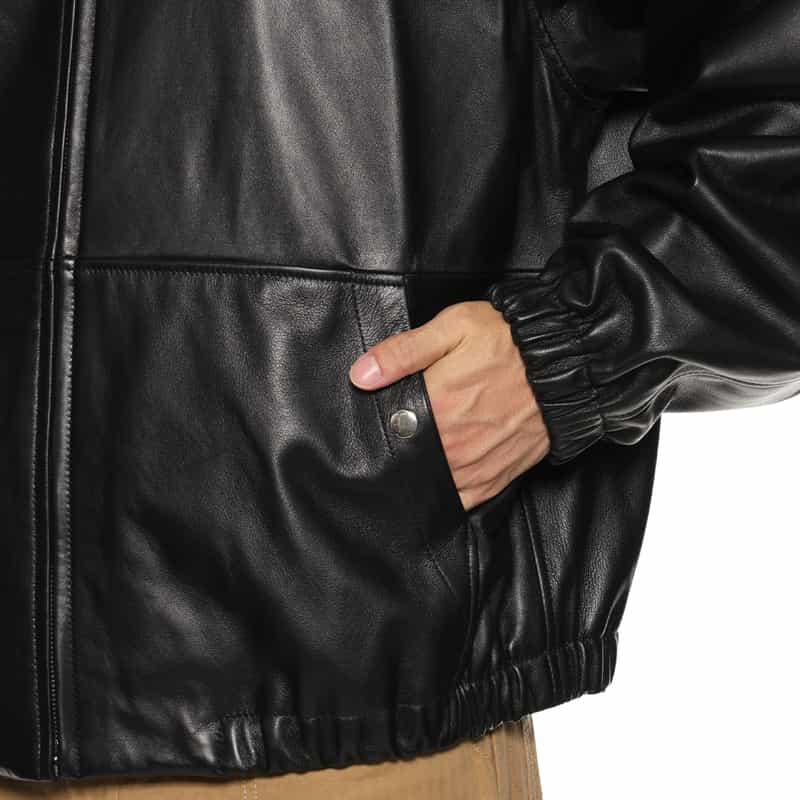 BARNEYS NEW YORK ドリズラー型レザージャケット BLACK