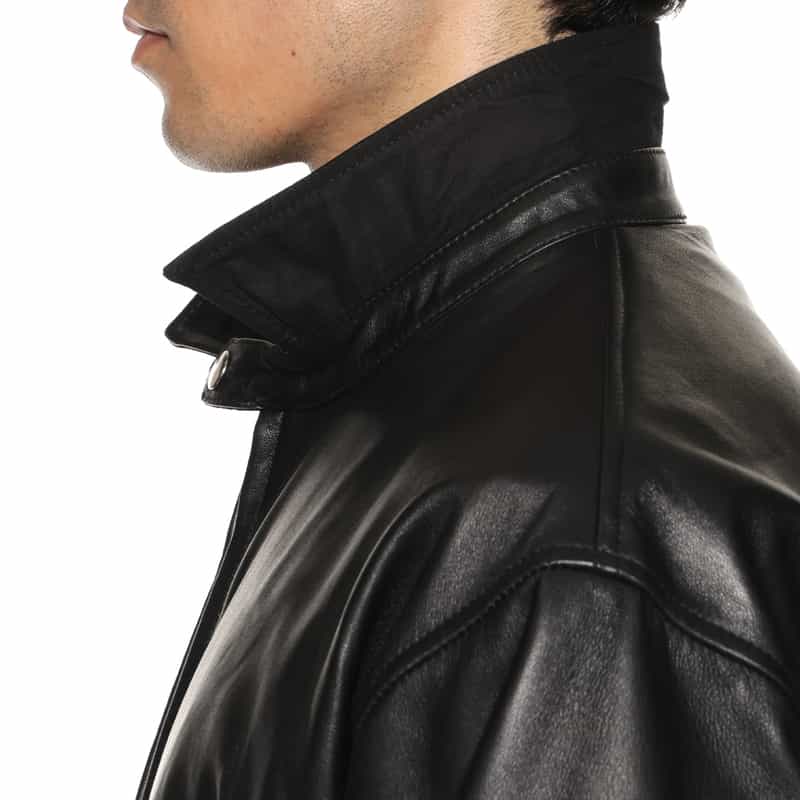 BARNEYS NEW YORK ドリズラー型レザージャケット BLACK