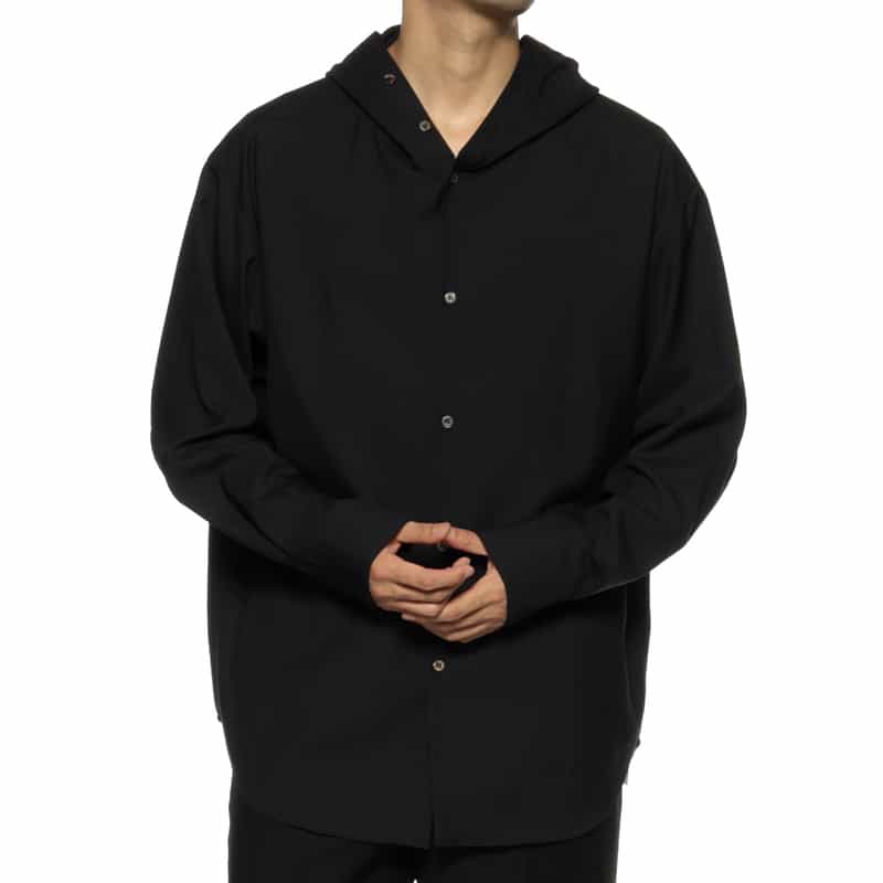 OVERCOAT OVERCOAT＜オーバーコート＞ フード付きウールシャツ BLACK
