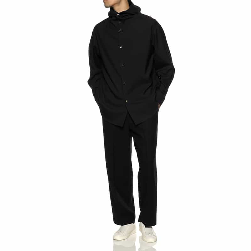 OVERCOAT OVERCOAT＜オーバーコート＞ フード付きウールシャツ BLACK