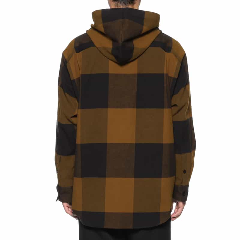 OVERCOAT OVERCOAT＜オーバーコート＞ フード付フランネルシャツ BROWN
