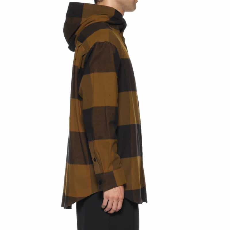 OVERCOAT OVERCOAT＜オーバーコート＞ フード付フランネルシャツ BROWN