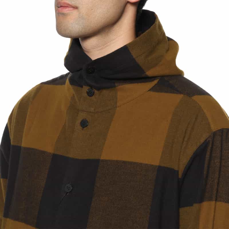 OVERCOAT OVERCOAT＜オーバーコート＞ フード付フランネルシャツ BROWN