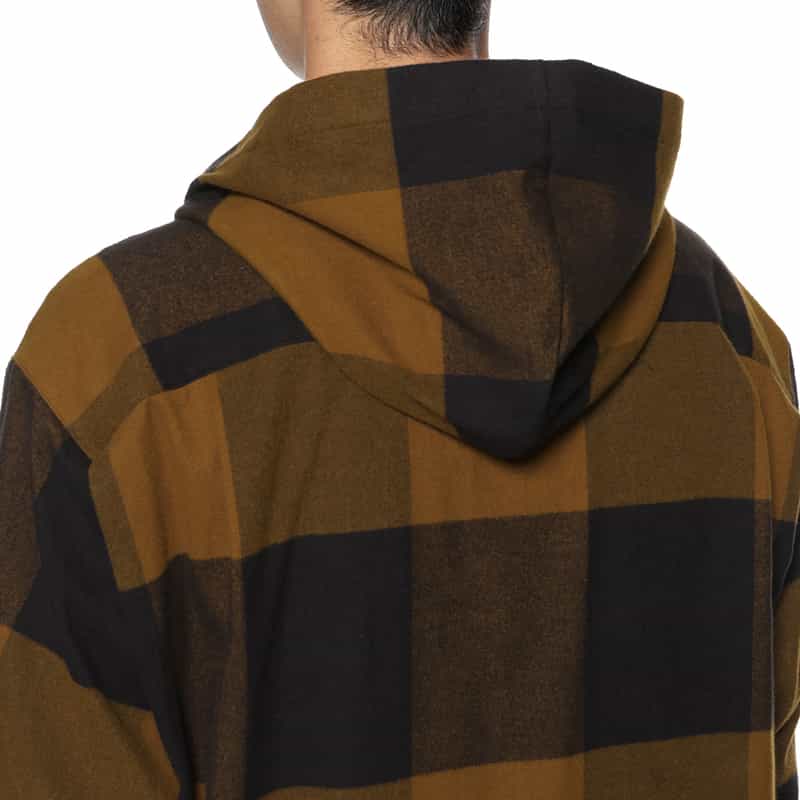 OVERCOAT OVERCOAT＜オーバーコート＞ フード付フランネルシャツ BROWN