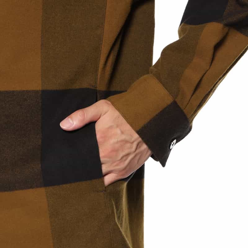 OVERCOAT OVERCOAT＜オーバーコート＞ フード付フランネルシャツ BROWN