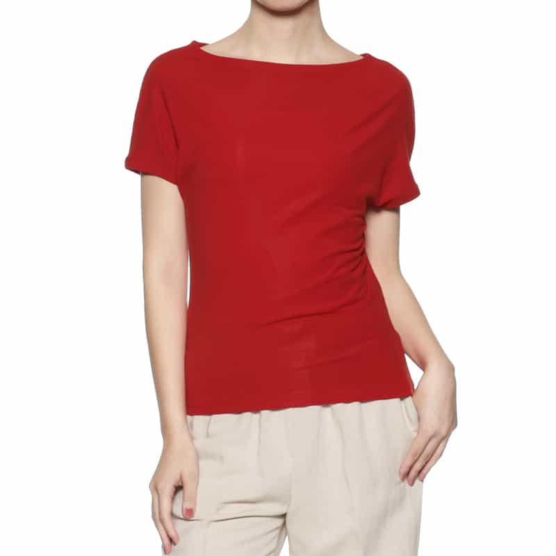 BARNEYS NEW YORK ウォッシャブル ドレープTシャツ RED