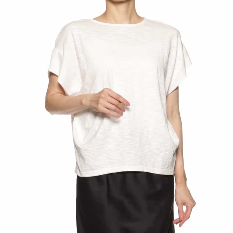 BARNEYS NEW YORK ウォッシャブル タックスリーブカットソー OFF WHITE
