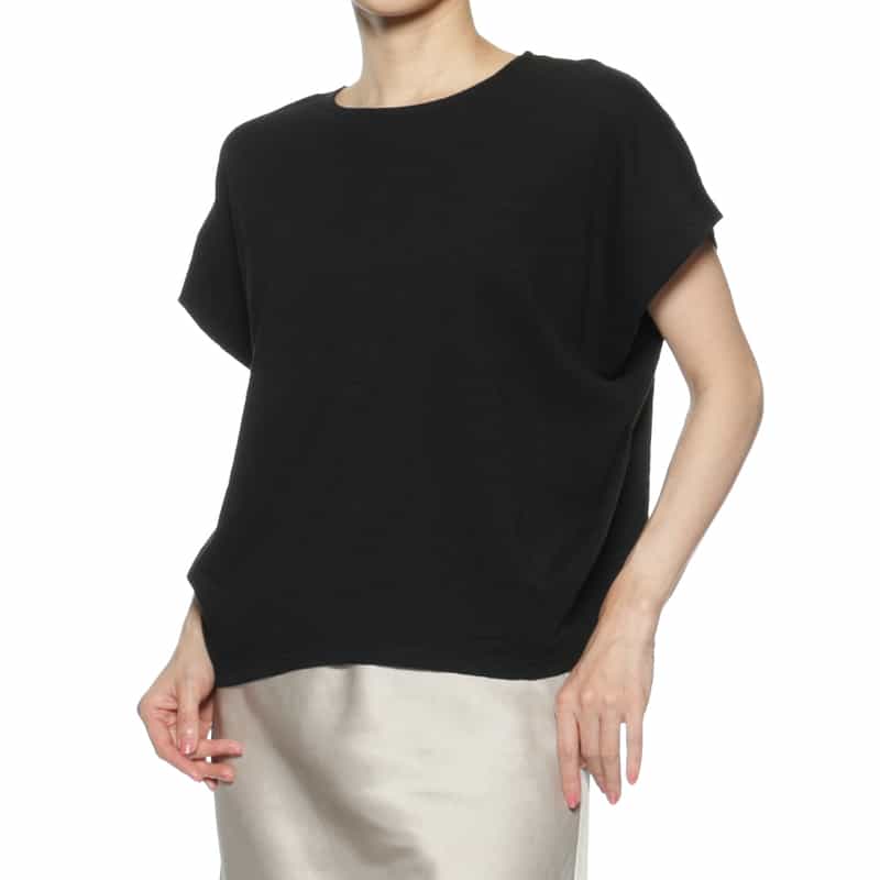 BARNEYS NEW YORK ウォッシャブル タックスリーブカットソー BLACK