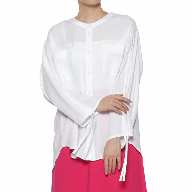 BARNEYS NEW YORK ウォッシャブル シャーリングスリーブブラウス OFF WHITE