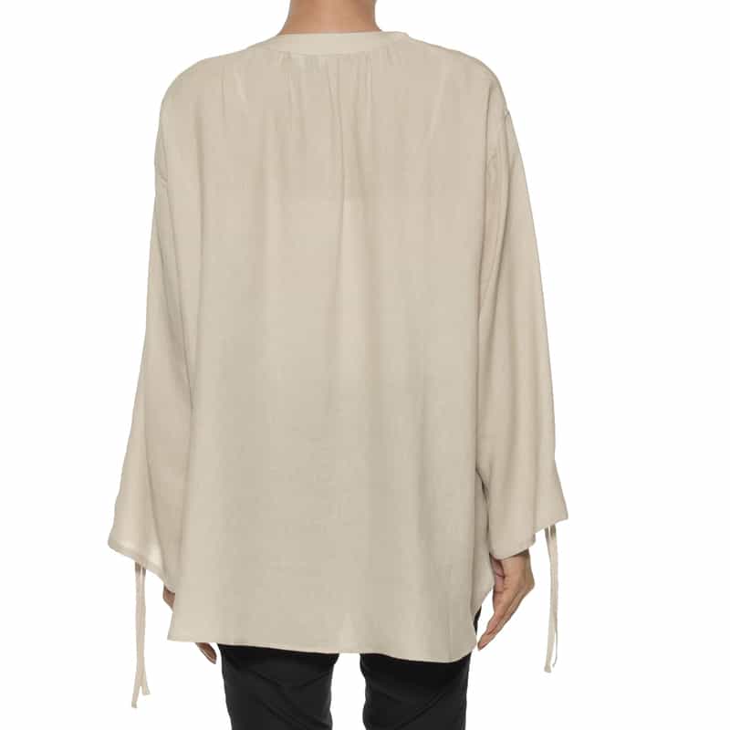 BARNEYS NEW YORK ウォッシャブル シャーリングスリーブブラウス BEIGE