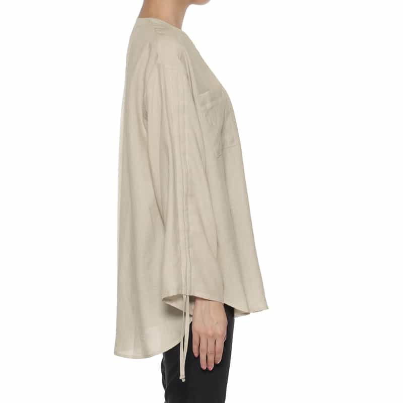 BARNEYS NEW YORK ウォッシャブル シャーリングスリーブブラウス BEIGE