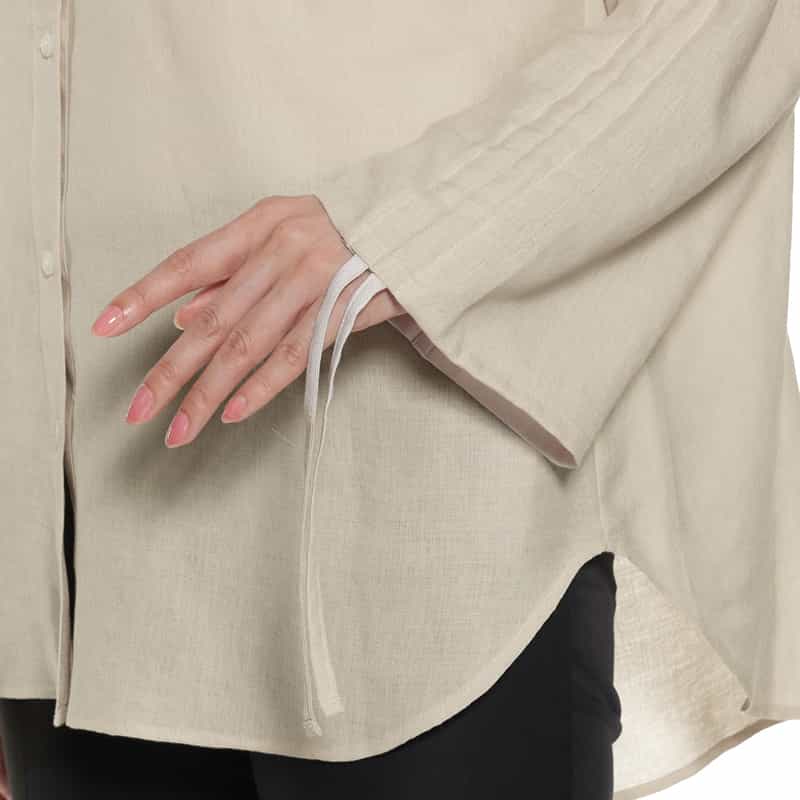 BARNEYS NEW YORK ウォッシャブル シャーリングスリーブブラウス BEIGE