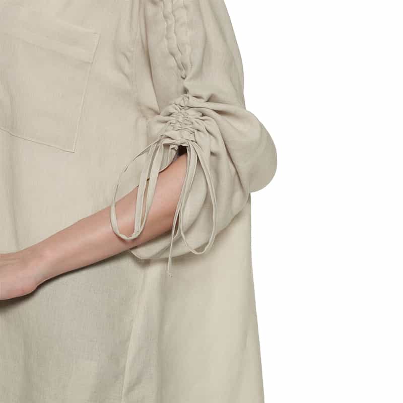 BARNEYS NEW YORK ウォッシャブル シャーリングスリーブブラウス BEIGE