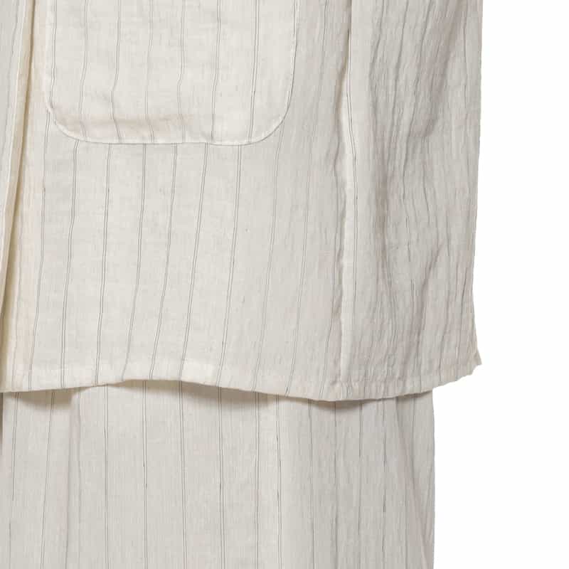 BARNEYS NEW YORK セットアップ ウォッシャブル ストライプ柄ノースリーブ ダブルジャケット OFF WHITE