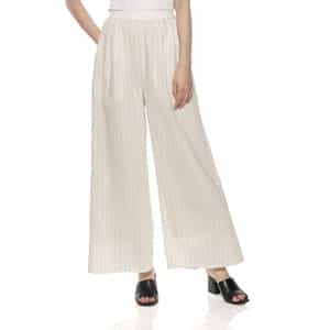 セットアップ ウォッシャブル ストライプ柄ドローストリング ワイドパンツ