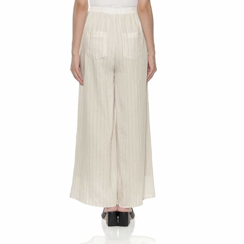 BARNEYS NEW YORK セットアップ ウォッシャブル ストライプ柄ドローストリング ワイドパンツ OFF WHITE