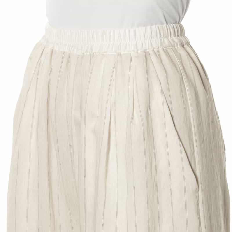 BARNEYS NEW YORK セットアップ ウォッシャブル ストライプ柄ドローストリング ワイドパンツ OFF WHITE