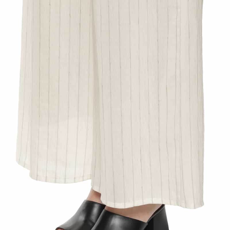 BARNEYS NEW YORK セットアップ ウォッシャブル ストライプ柄ドローストリング ワイドパンツ OFF WHITE