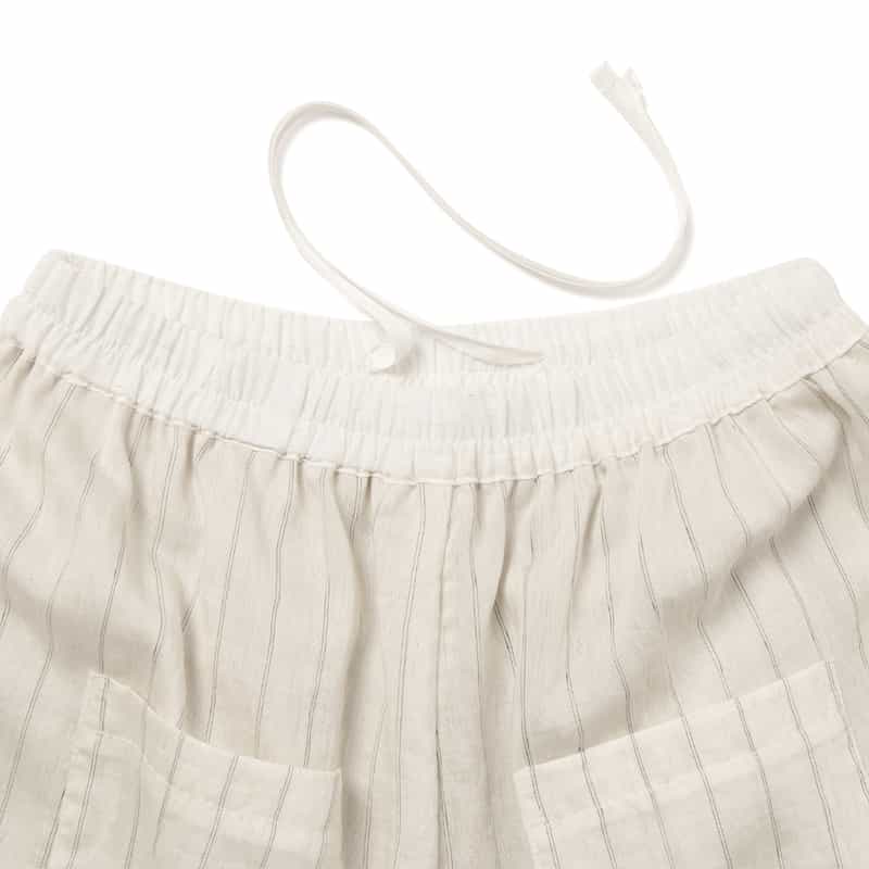 BARNEYS NEW YORK セットアップ ウォッシャブル ストライプ柄ドローストリング ワイドパンツ OFF WHITE