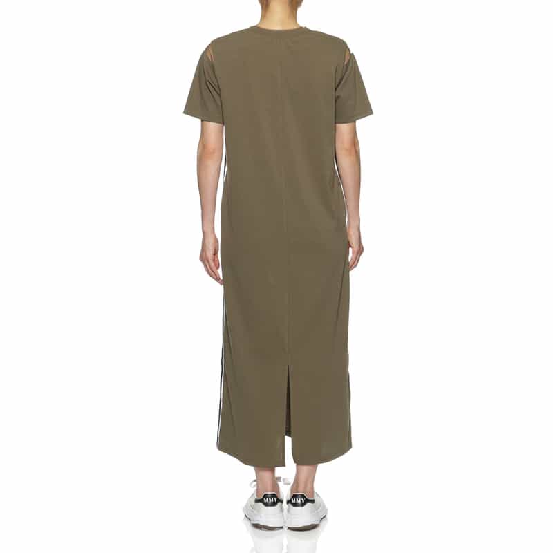 BARNEYS NEW YORK ウォッシャブル シアー素材コンビネーション カットソードレス KHAKI