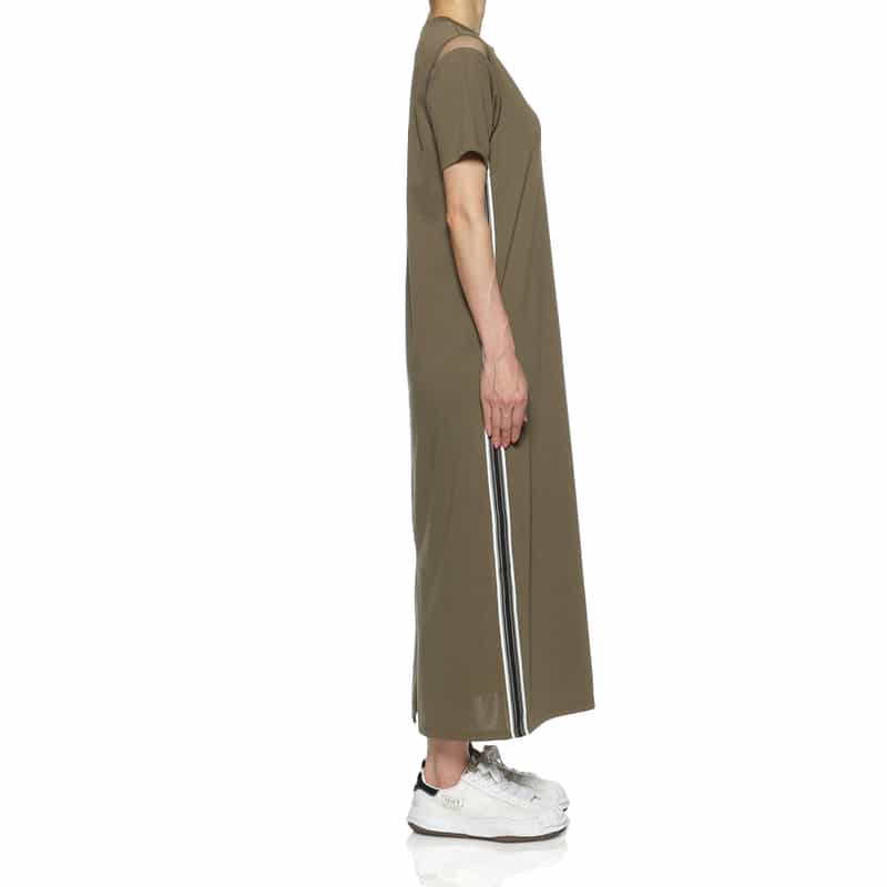 BARNEYS NEW YORK ウォッシャブル シアー素材コンビネーション カットソードレス KHAKI
